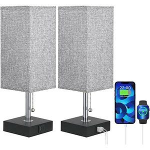 Bedside Lamps for Bedrooms Set of 2 - Table Lamps for Nightstand with USB Ports